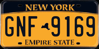 NY license plate GNF9169