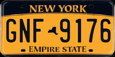 NY license plate GNF9176