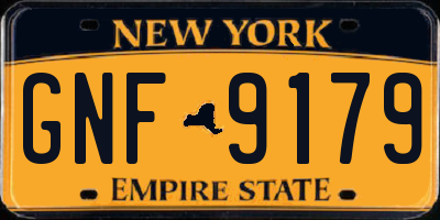 NY license plate GNF9179
