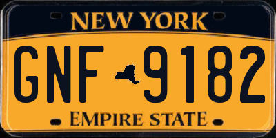 NY license plate GNF9182