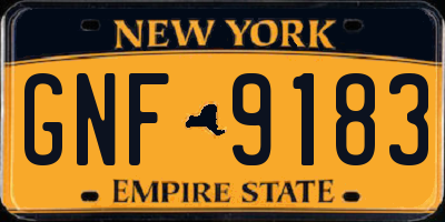 NY license plate GNF9183