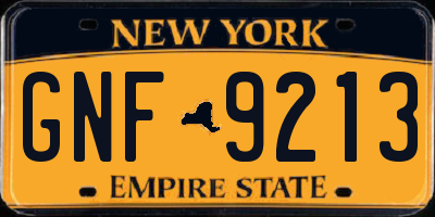 NY license plate GNF9213