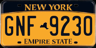 NY license plate GNF9230