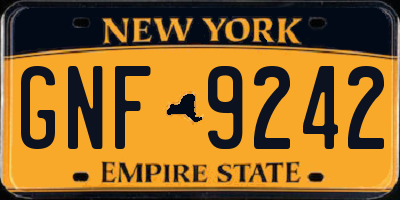 NY license plate GNF9242