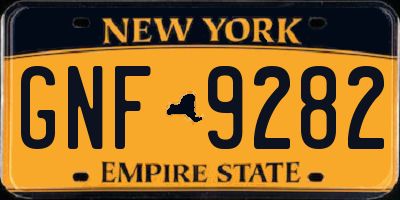 NY license plate GNF9282