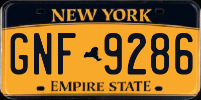 NY license plate GNF9286