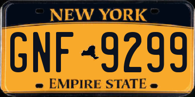NY license plate GNF9299