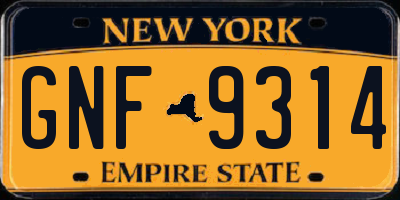 NY license plate GNF9314