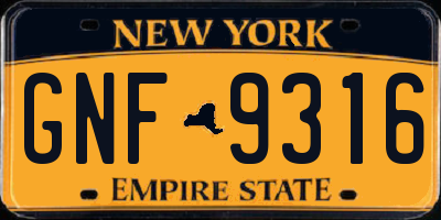 NY license plate GNF9316
