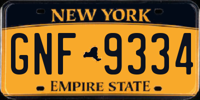 NY license plate GNF9334