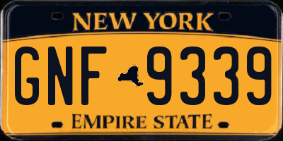 NY license plate GNF9339