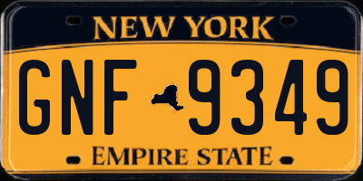 NY license plate GNF9349