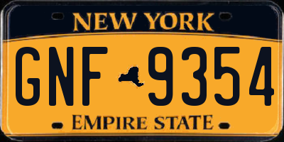 NY license plate GNF9354