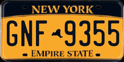NY license plate GNF9355