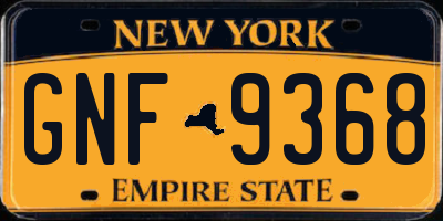 NY license plate GNF9368