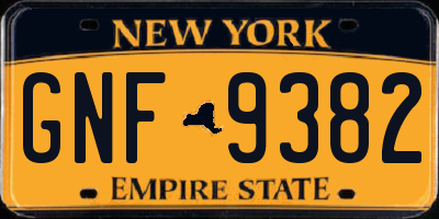 NY license plate GNF9382