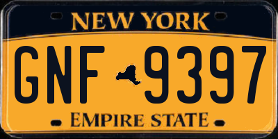 NY license plate GNF9397