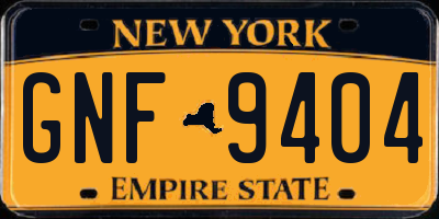 NY license plate GNF9404