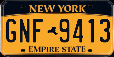 NY license plate GNF9413