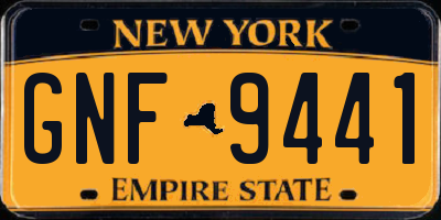 NY license plate GNF9441