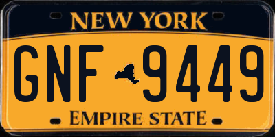 NY license plate GNF9449