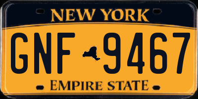 NY license plate GNF9467