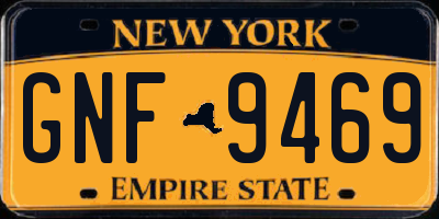 NY license plate GNF9469