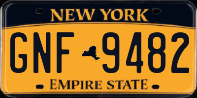 NY license plate GNF9482