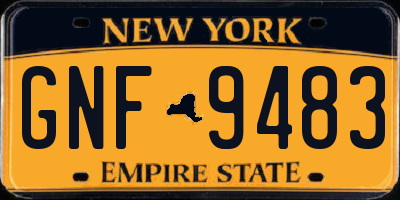 NY license plate GNF9483