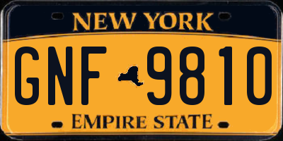 NY license plate GNF9810