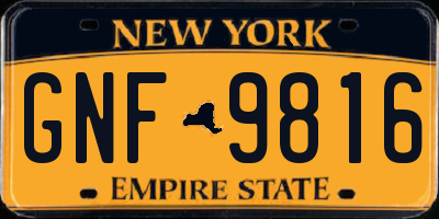 NY license plate GNF9816