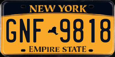 NY license plate GNF9818