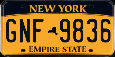 NY license plate GNF9836