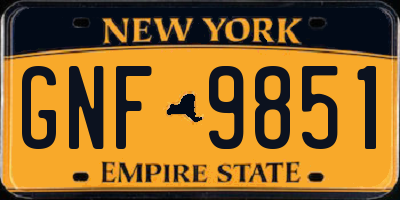 NY license plate GNF9851
