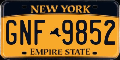 NY license plate GNF9852