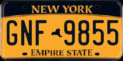 NY license plate GNF9855