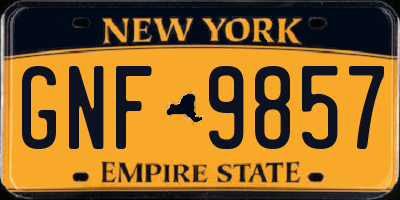 NY license plate GNF9857
