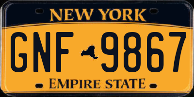 NY license plate GNF9867