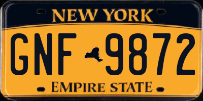 NY license plate GNF9872