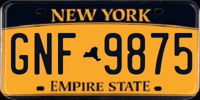 NY license plate GNF9875