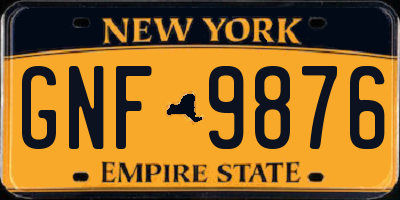 NY license plate GNF9876
