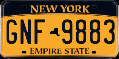 NY license plate GNF9883