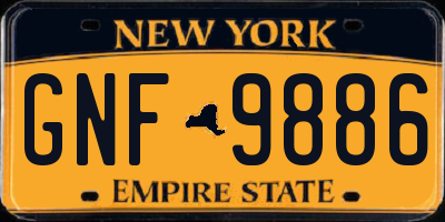 NY license plate GNF9886