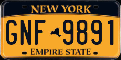 NY license plate GNF9891