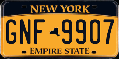 NY license plate GNF9907