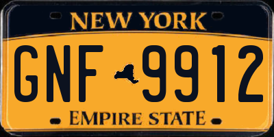 NY license plate GNF9912