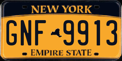 NY license plate GNF9913