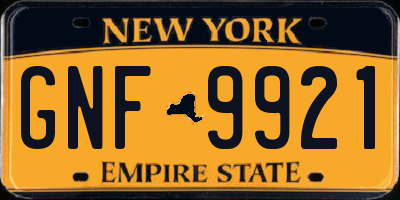 NY license plate GNF9921