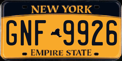 NY license plate GNF9926