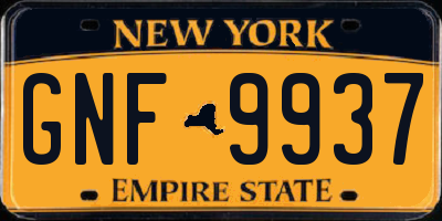 NY license plate GNF9937